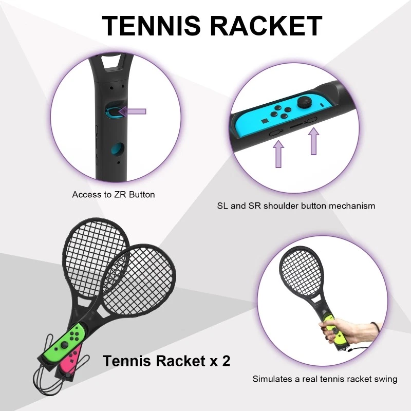 OLED Switch Controller Game Set Grips Tennis Rackets Fitness Leg Strap Sword 12P - Image 4 of 4