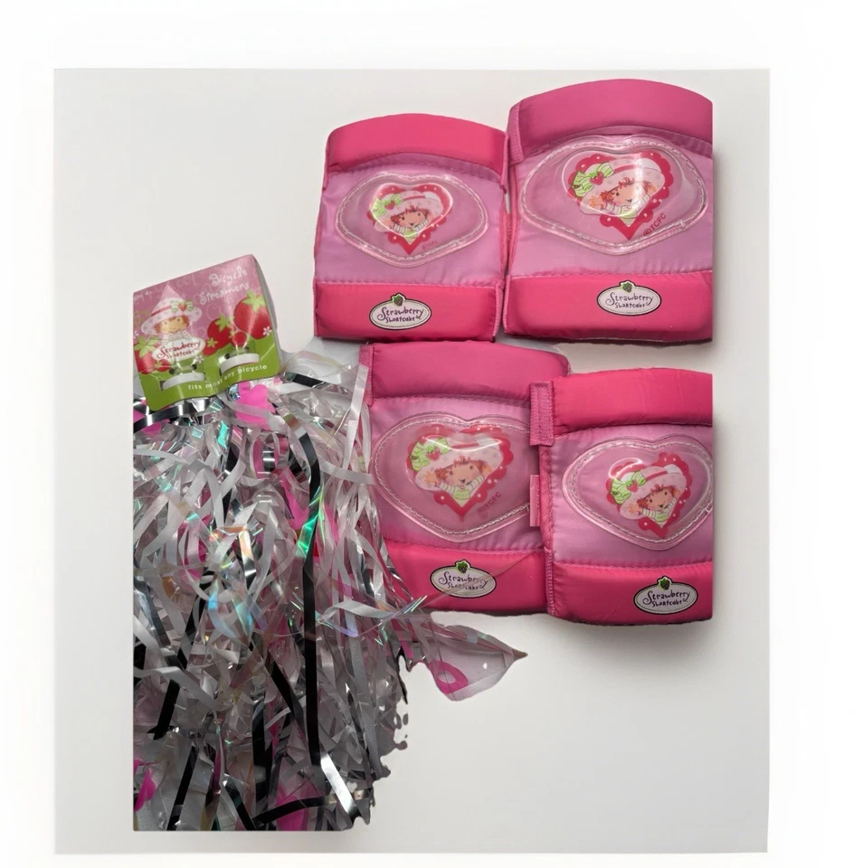 Juego de 4 rodilleras y coderas Strawberry Shortcake bicicleta vintage, pompón niñas Foto 3 de 4