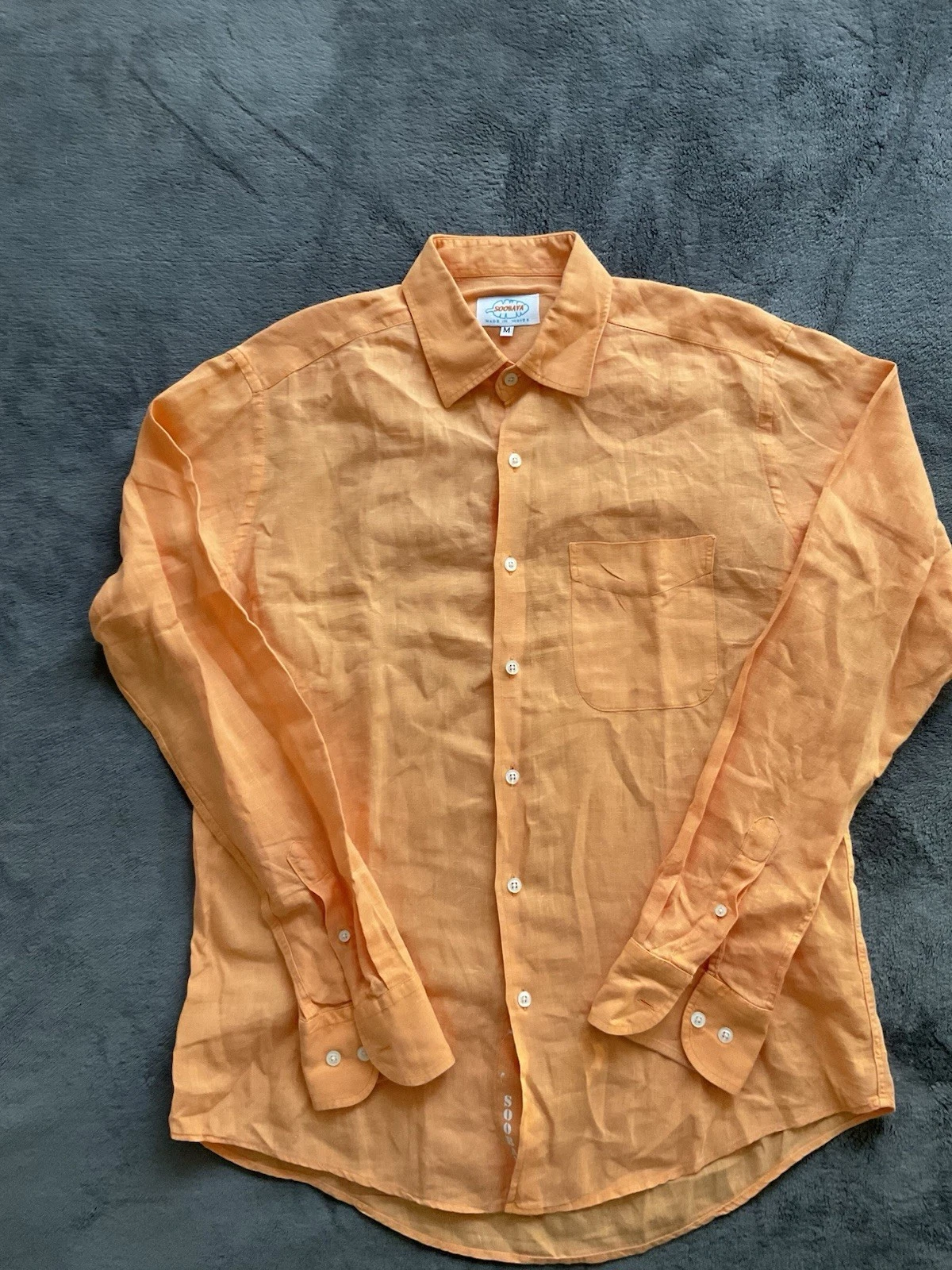 Soobaya Linen Shirt Mens Medium Made In Waves Coloris Atoll Long sleeve