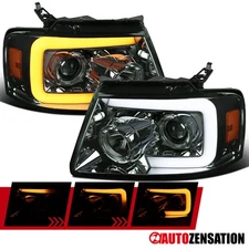 Fit 2004-2008 Ford F150 Smoke Projector Headlights Switchback LED Sequential