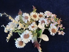 Vtg Millinery Flower Lot Collection White Tan Pom 1 1/2" Daisy w/Pink Japn H5453