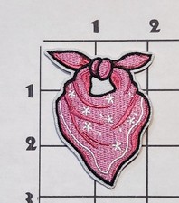 Pink Bandana Patch Embroidered Iron On Embellishment Craft Upcycle