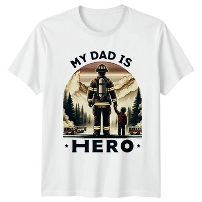 Mein Vater ist Held Herren T-Shirt Feuerwehrmann Papa Feuerwehrmann Vatertag Geschenk für Ihn