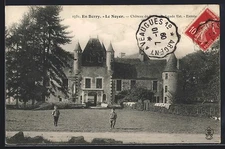 Old postcard Le Noyer, Château de Sagonne, east facade and entrance 1909 