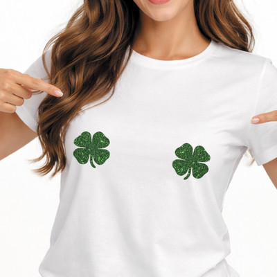 Kleeblatt Bügelbild Aufkleber für St Patrick s Day | x2 Set vierblättriges Kleeblatt Transfer