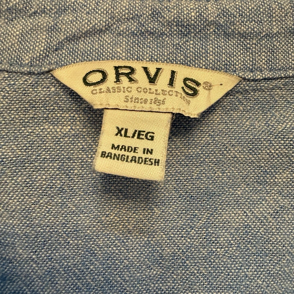 Orvis Women’s Long Sleeve Light Blue XL Linen Top Preppy Y2K - Изображение 2 из 4