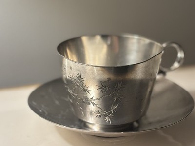 Antique James W Tufts Quadruple Plate Cup 1362 Engrave Silverplate