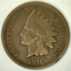 1909 S Indian Head Cent VG 1c RARE DATE Coin Very Good Circulated San Francisco
