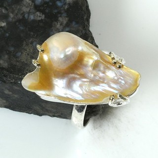 Biwa Pearl Gemstone Ethnic Handmade Ring Jewelry Gift US Size 7 AR 82148