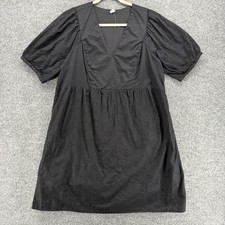 Old Navy Dress Womens L Black V-Neck Babydoll Cottagecore Boho Peasant Modest