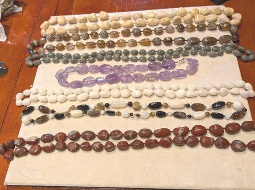 Lot of 7 Beautiful Marble Glass Stone Necklaces added more
