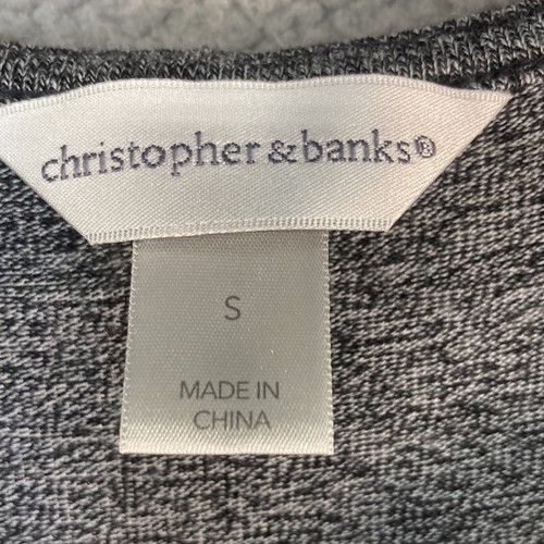 Christopher & Banks Womens Hooded Pullover Top Gray Embroidered Soft Size Small - Picture 2 of 11