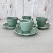 Vintage Wood's Ware Beryl Cups and Saucers x 4.  Utility