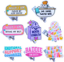 8 PC Funny Badge Holder Retractable Cute Badges Reels ID Clip for Nurse Nursing