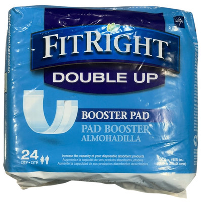 Medline Fitright Double Up Booster Pads 24 Liners  Fit Right 3.5 X 11.5