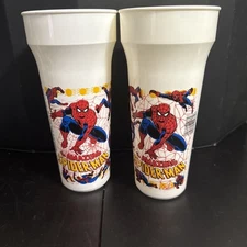 Lot Of 2 Vintage Betras Plastics The Amazing Spider-Man Water Bottles Spiderman