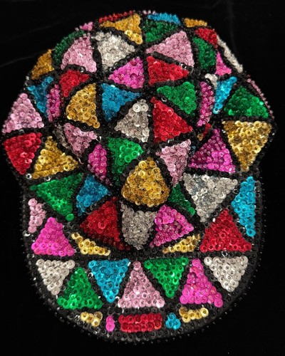 KOI Unisex Multicolored Triangles Sequined Beaded Lined Baseball Cap Hat OS - Picture 6 of 13