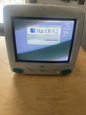 Vintage Apple iMac G3 M4984 Bondi Blue Sound Works Loads Up Drive Opens AS-IS 