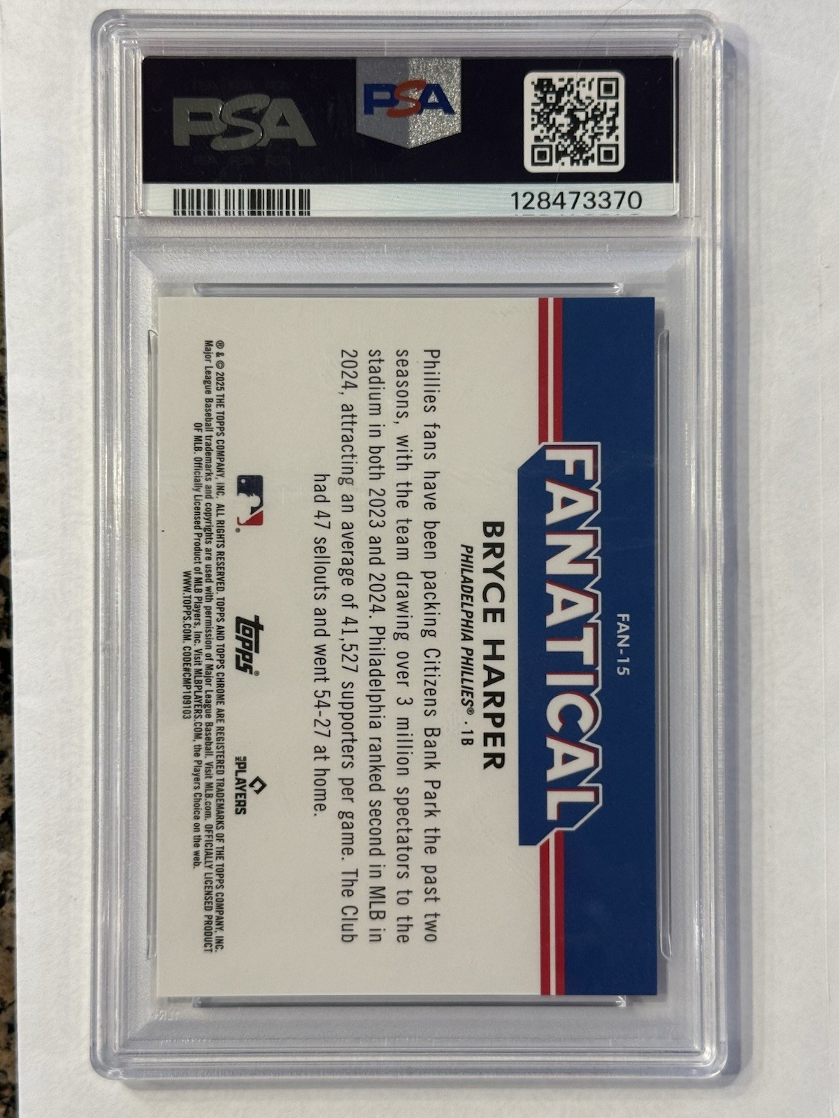 2025 Topps Chrome - Fanatical Bryce Harper #FAN-15 PSA 10 view 2