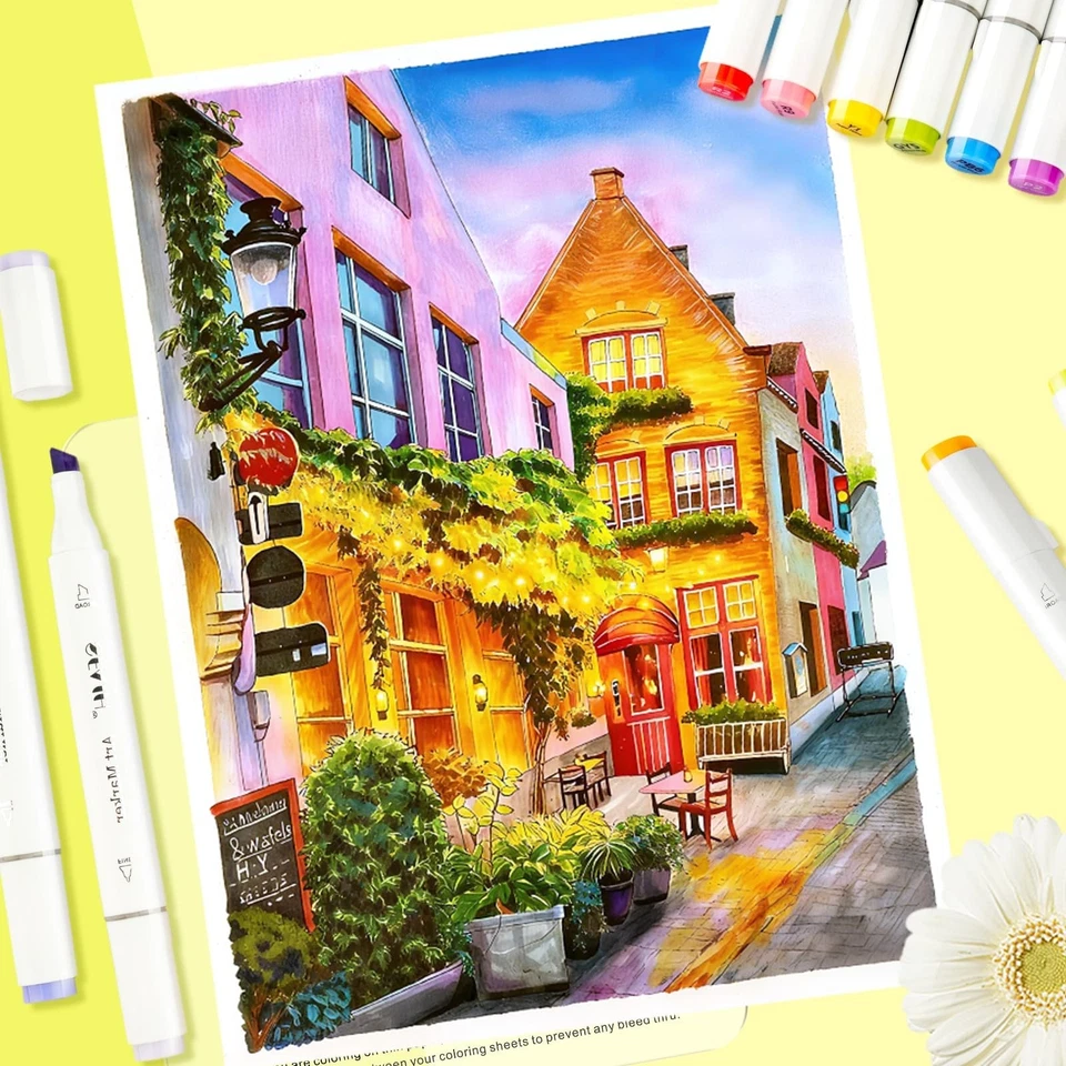 SFAIH 101 Colors Dual-Tip Alcohol Markers Art Set for Sketching & - Image 2 of 4