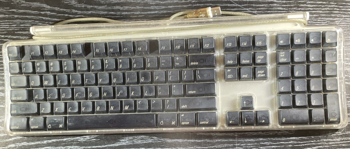 Vintage Apple Pro Keyboard M7803 USB Wired Clear White Black Keys