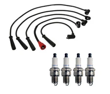 Denso Wire Set 7mm & 4 Double Platinum Spark Plug 0.044 Kit For Mazda Nissan L4