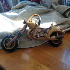 Wooden Motorcycle Harley Davidson Chopper Bike Wood Desk Model Handmade Display