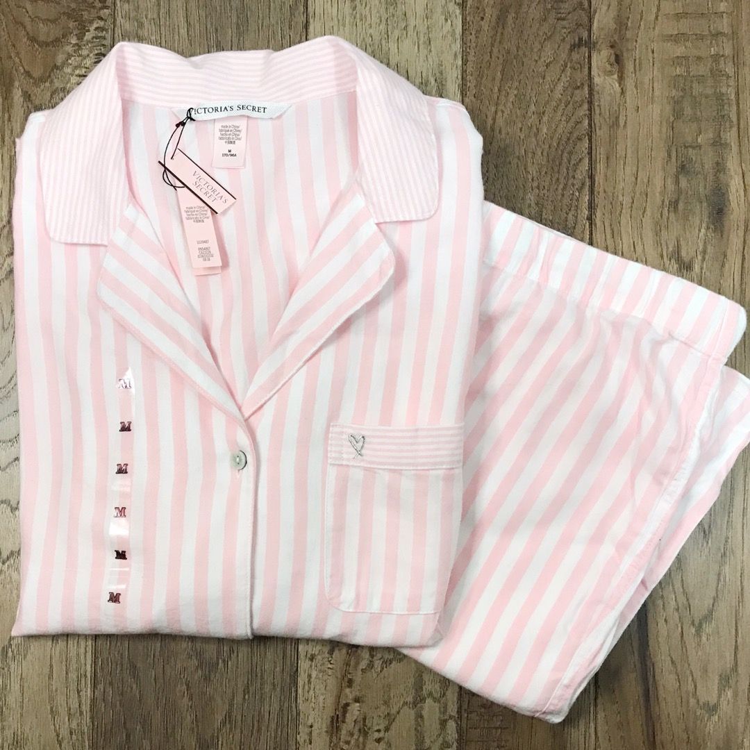 Victoria's Secret Flannel Long Pajama Set - Pretty Blossom Shimmer (6FBG)
