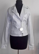 Charlotte Russe Jrs Size X-large White Silver Motorcycle Style Denim Jacket
