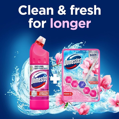DOMESTOS Power 5 Magnolia Toilet Rim Blocks Toilet Bowl Cleaner Freshener - 50g - Picture 5 of 6