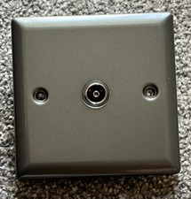 Pewter Effect Co-Axial Single Wall Socket BRAND NEW RRP £9.95