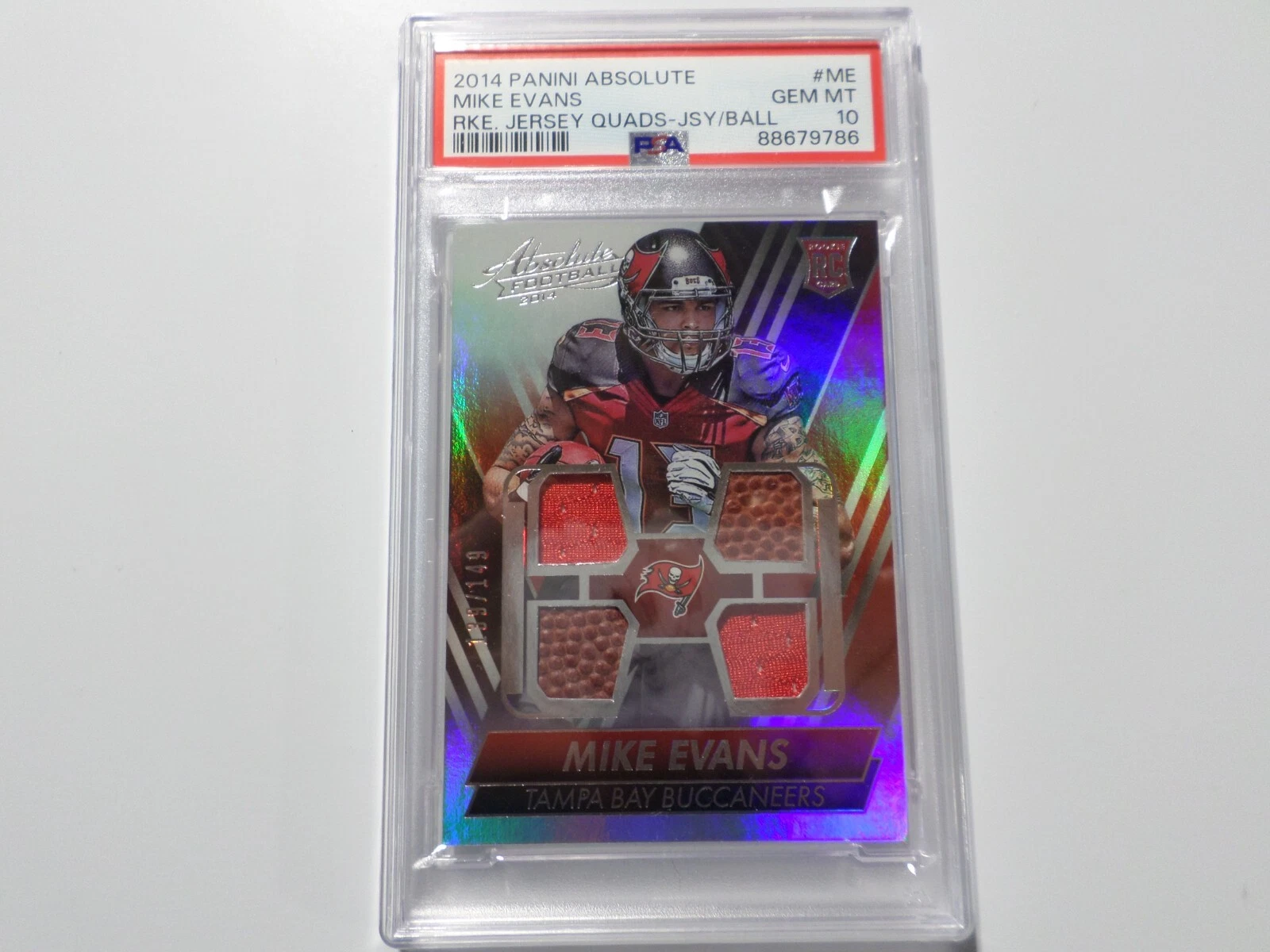 Mike Evans Panini Absolute Rookie Jersey Quads #ME Jersey/Ball