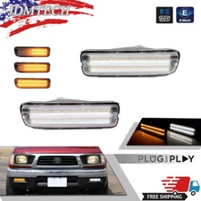 CAN-bus Clear White DRL Amber LED Turn Signal Lights For 1995-2000 Toyota Tacoma