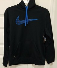 NWT Nike Therma-Fit Hoodie Sweatshirt Navy Royal Men's Size M Big Swoosh Dri-Fit