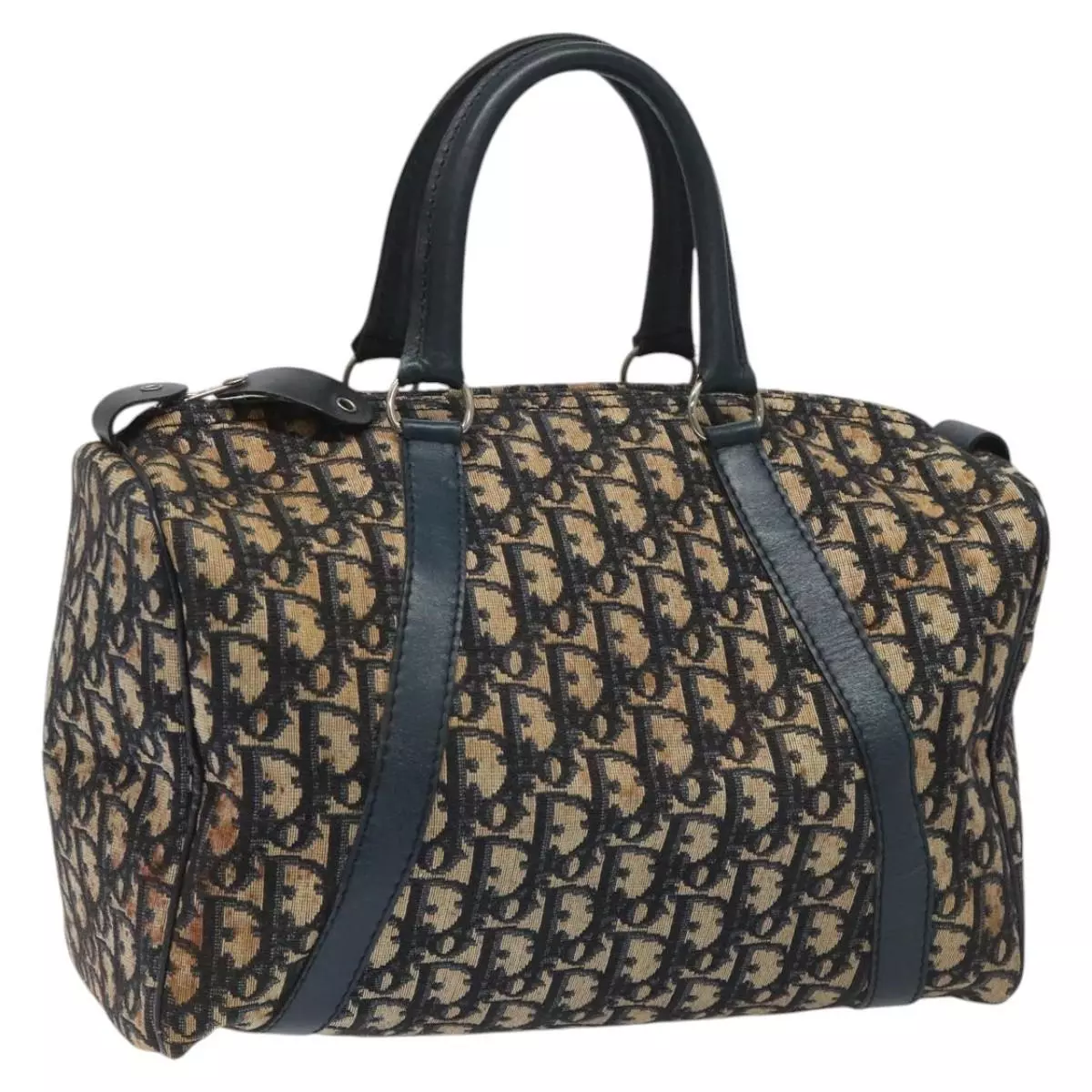 Sac Christian Dior Trotter toile Boston bleu marine authentique 113654