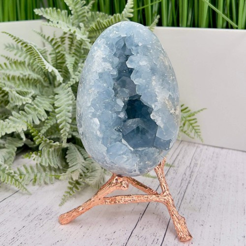 Celestite Celestine Large Egg with Stand Large Geode Cluster Crystal 975g - Bild 6 von 14