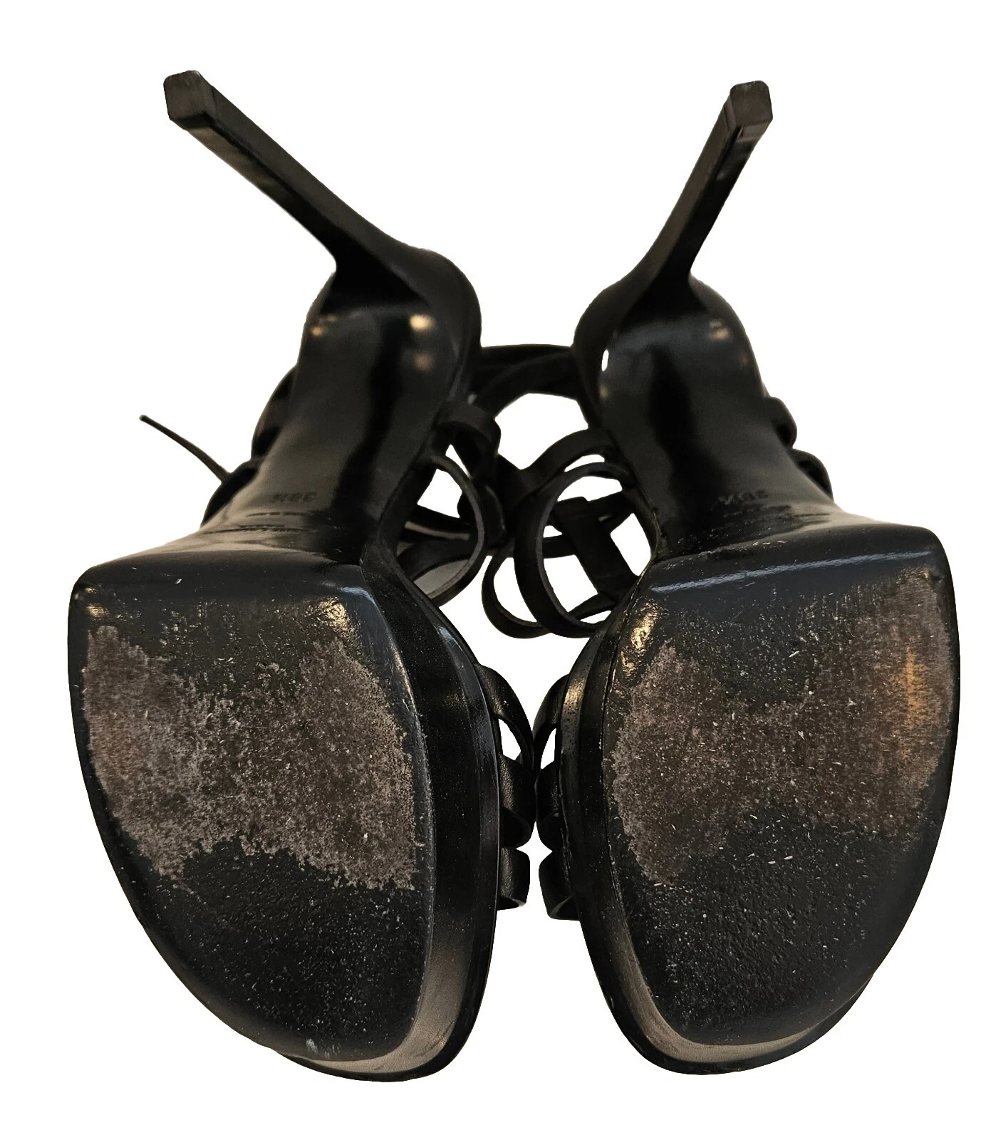 SAINT LAURENT (YSL) Sandalo a stiletto nero con cinturini a stiletto nero taglia 8 5 8 1 2