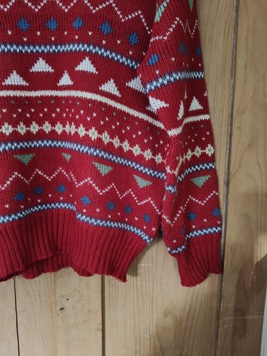 Maglione Vintage Jeffrey Rogers Fair Isle Maglia Natale Taglia 14 Rosso Donna Anni 80 - Foto 5 di 9