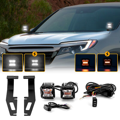 For Ridgeline/Passport/Pilot/Odyssey 16-22 3'' Strobe Lights+Ditch Mount+DT Wire