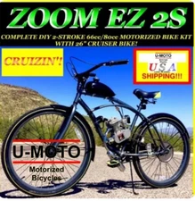 NEW 66CC 80CC DIY 2-STROKE MOTORIZED BICYCLE KIT WITH 26" CRUISER BIKE