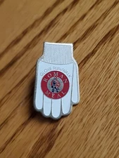 Rare Vintage Collectible Roman Meal Winter Glove Run Metal Pinback Lapel Pin kq