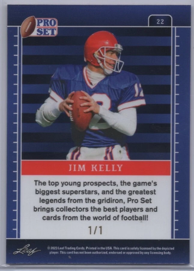 2023 Pro Set Metal Football Fire Pulsar #22 Jim Kelly 1/1 "1 Of 1" - Image 2 of 2