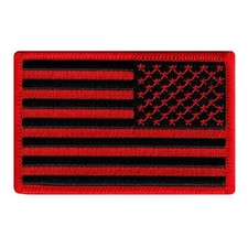AMERICAN FLAG EMBROIDERED PATCH iron-on BLACK RED US REVERSE subdued LEFT new