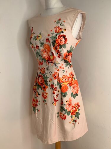 NUEVO CON ETIQUETAS Vestido Oasis Fit & Flare UK 14 NUEVO plisado A Línea Estampado Floral Clásico Forrado - Imagen 1 de 8