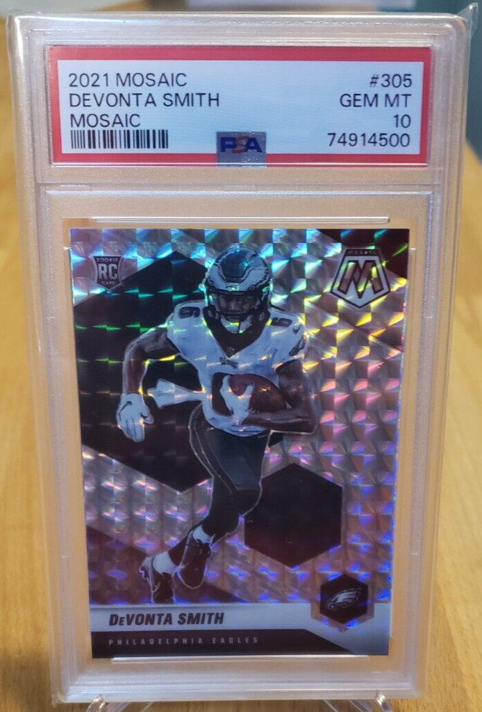 2021 Panini Mosaic Devonta Smith Silver Prizm Rookie #305 Eagles PSA 10