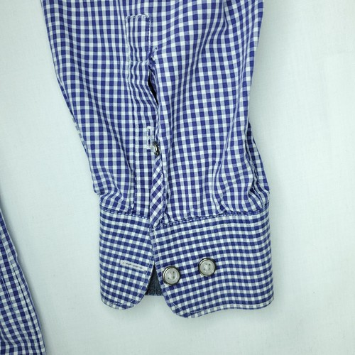 Kenneth Cole Reaction Button Shirt Mens Large Purple White 100% Cotton Gingham - Picture 7 of 11