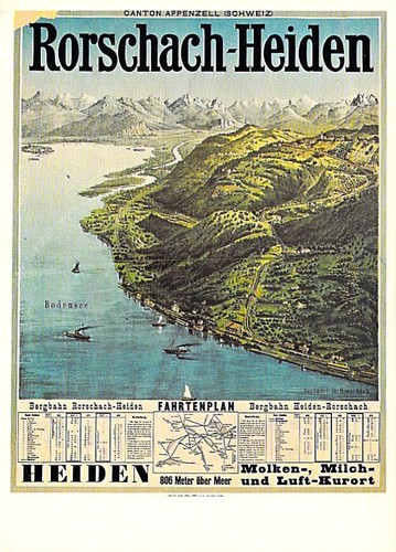 Rorschach-Heiden-Bahn AK Plakat für 1880 Fahrplan Nachdruck Repro Ansichtskarte