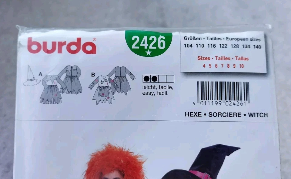 Vintage Burda 2426 children's halloween costumes Paper Model Sizes 104 to 140 - Image 2 of 3