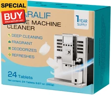 Coffee Machine Cleaner Descaler Tablets, 24 Count, Unscented, Coffee Machine Des