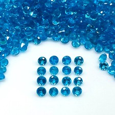 VVS 16 Pcs Natural Apatite 2mm Round Diamond Cut Neon Blue Loose Gemstones Lot